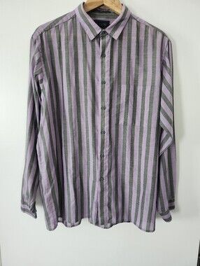 ​Vintage 90s Levi’s Purple Grey Striped Button Down Shirt XL | Western Country